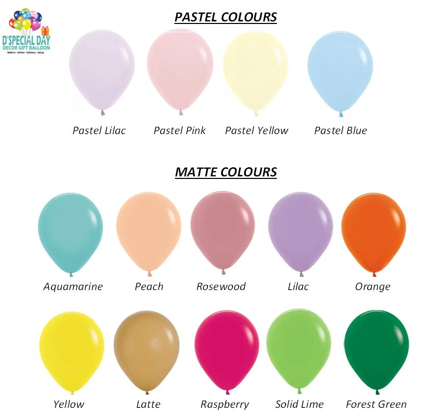 12" Round Shape Helium Balloon (8 Hours) - per piece