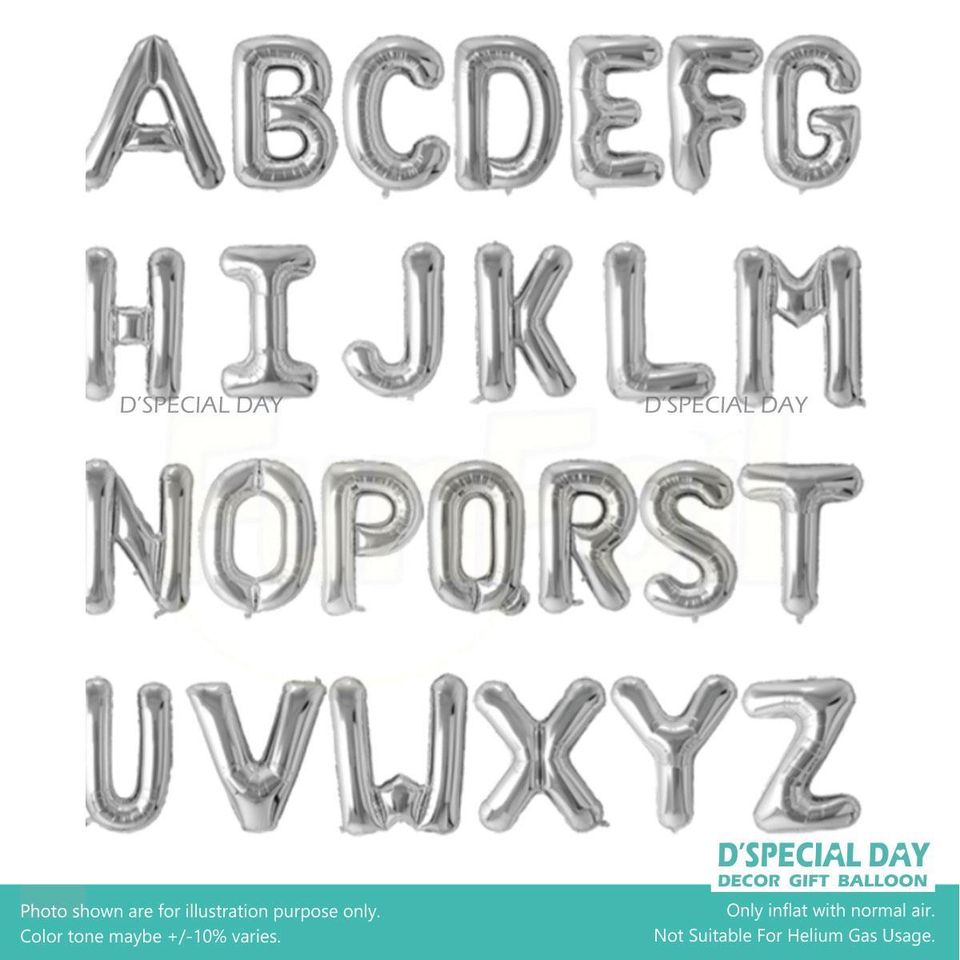 16" Foil Alphabet (Silver)